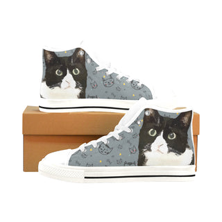 Tuxedo Cat White Men’s Classic High Top Canvas Shoes /Large Size - TeeAmazing