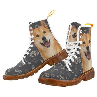 Shiba Inu Dog White Boots For Men - TeeAmazing