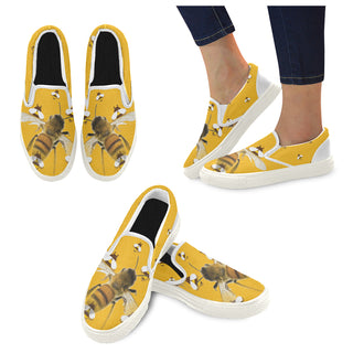 Bee Lover White Women's Slip-on Canvas Shoes - TeeAmazing