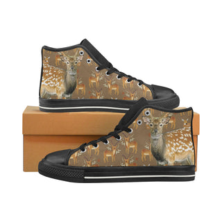 Deer Black High Top Canvas Women's Shoes/Large Size - TeeAmazing