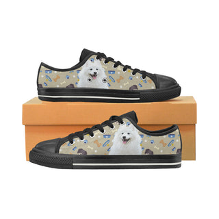 Samoyed Dog Black Low Top Canvas Shoes for Kid - TeeAmazing