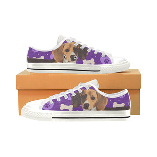 Beagle White Low Top Canvas Shoes for Kid - TeeAmazing
