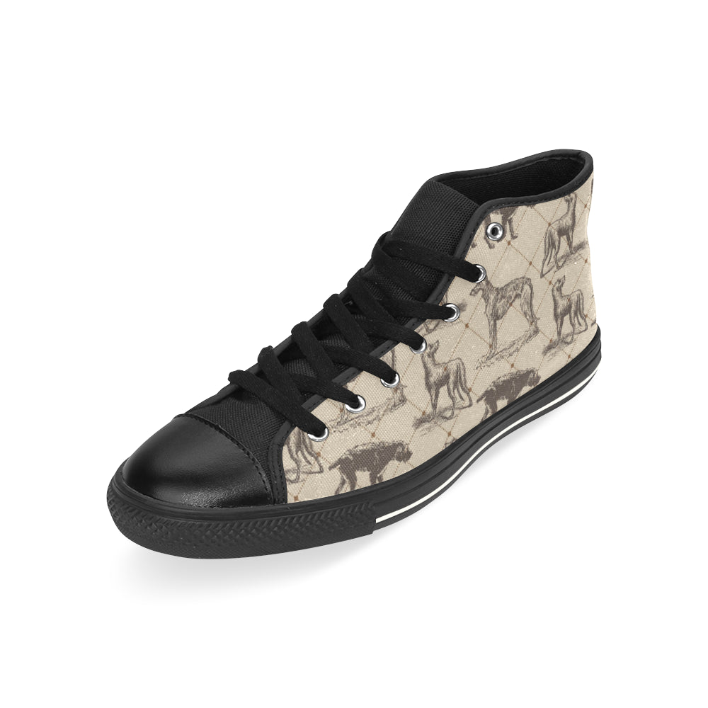 Scottish Deerhounds Black High Top Canvas Women's Shoes/Large Size - TeeAmazing