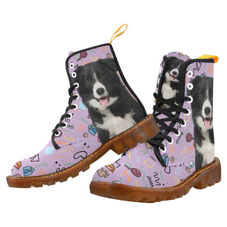 Border Collie Black Boots For Women - TeeAmazing