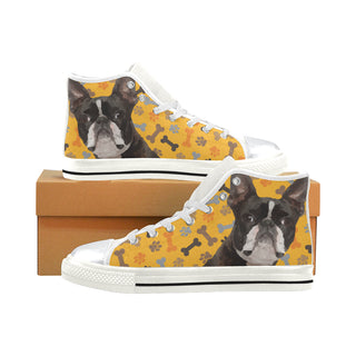 Boston Terrier White High Top Canvas Shoes for Kid - TeeAmazing
