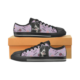 Border Collie Black Canvas Women's Shoes/Large Size - TeeAmazing