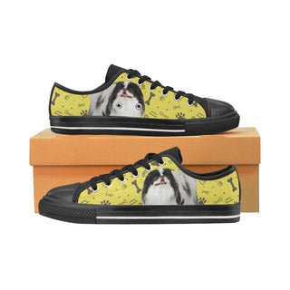 Japanese Chin Dog Black Canvas Women's Shoes/Large Size - TeeAmazing