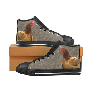 Chicken Footprint Black Men’s Classic High Top Canvas Shoes /Large Size - TeeAmazing