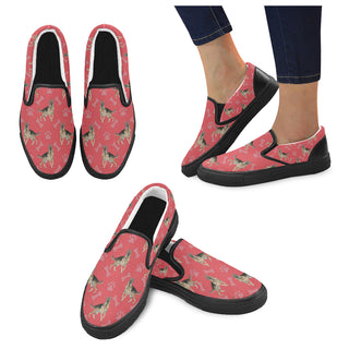 German Shepherd Water Colour Pattern No.1 Black Women's Slip-on Canvas Shoes - TeeAmazing