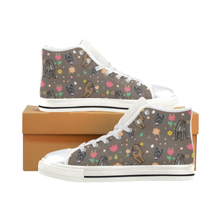 Cane Corso Flower White High Top Canvas Shoes for Kid (Model 017) - TeeAmazing