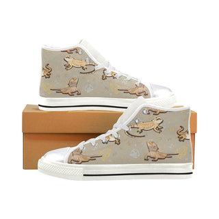 Bearded Dragon Lizard Pattern White High Top Canvas Shoes for Kid - TeeAmazing