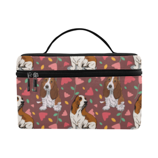 Basset Hound Flower Cosmetic Bag/Large - TeeAmazing