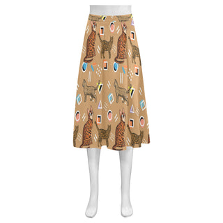 Bengal Cat Mnemosyne Women's Crepe Skirt (Model D16) - TeeAmazing