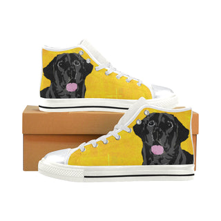 Black Labrador White High Top Canvas Women's Shoes/Large Size - TeeAmazing