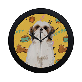 Shih Tzu Dog Black Circular Plastic Wall clock - TeeAmazing