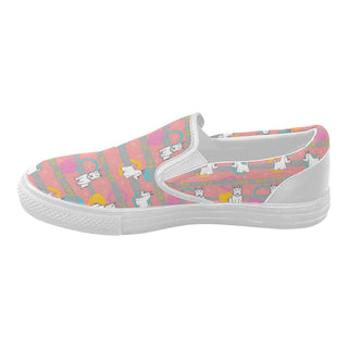 Scottish Terrier Pattern White Women's Slip-on Canvas Shoes - TeeAmazing