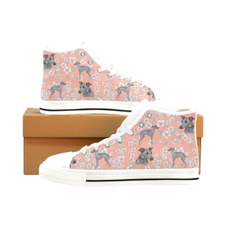 Italian Greyhound Flower White Men’s Classic High Top Canvas Shoes /Large Size - TeeAmazing