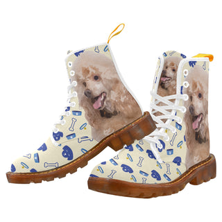 Poodle Dog White Boots For Men - TeeAmazing
