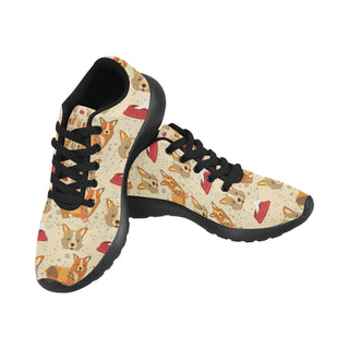 Corgi Pattern Black Sneakers for Women - TeeAmazing