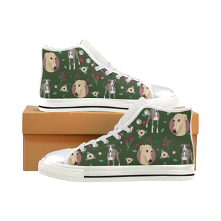 Greyhound Flower White Women's Classic High Top Canvas Shoes - TeeAmazing