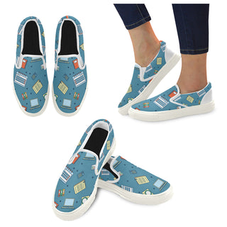 Bookkeeping Pattern White Women's Slip-on Canvas Shoes - TeeAmazing