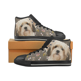 Cavachon Dog Black High Top Canvas Women's Shoes/Large Size - TeeAmazing