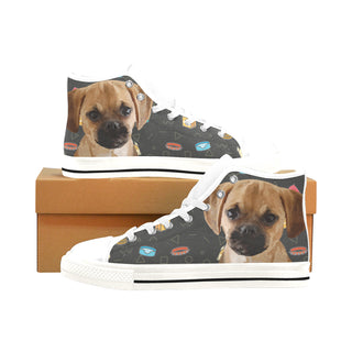 Puggle Dog White Men’s Classic High Top Canvas Shoes /Large Size - TeeAmazing