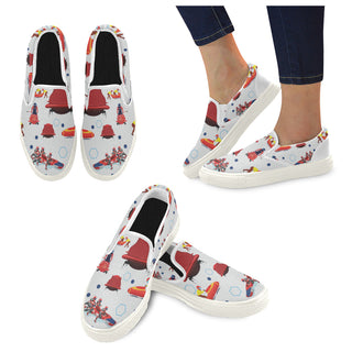 Bobsled Pattern White Women's Slip-on Canvas Shoes - TeeAmazing