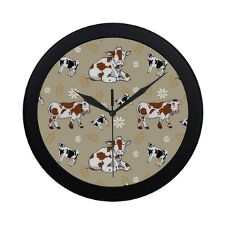 Cow Pattern Black Circular Plastic Wall clock - TeeAmazing
