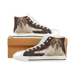 St. Bernard Lover White Women's Classic High Top Canvas Shoes - TeeAmazing