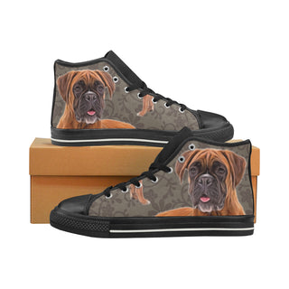 Boxer Lover Black High Top Canvas Women's Shoes/Large Size - TeeAmazing