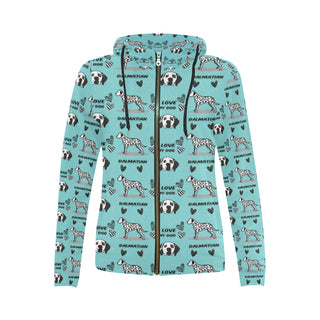 Dalmatian Pattern All Over Print Full Zip Hoodie for Women - TeeAmazing