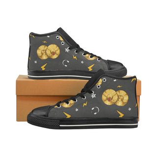 Cymbals Pattern Black High Top Canvas Women's Shoes/Large Size (Model 017) - TeeAmazing