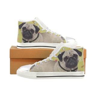 Pug White Women's Classic High Top Canvas Shoes - TeeAmazing