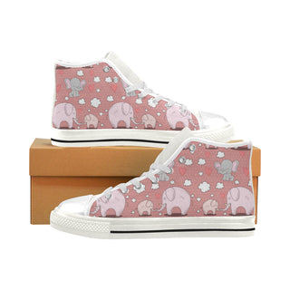 Elephant Pattern White Men’s Classic High Top Canvas Shoes - TeeAmazing