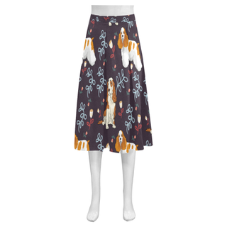 American Cocker Spaniel Flower Mnemosyne Women's Crepe Skirt (Model D16) - TeeAmazing