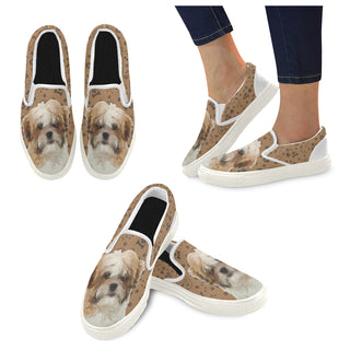 Maltese Shih Tzu Dog White Women's Slip-on Canvas Shoes - TeeAmazing