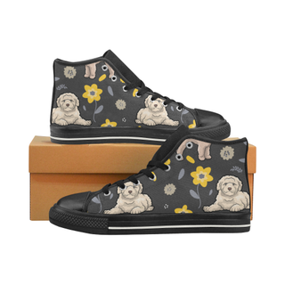 Goldendoodle Flower Black High Top Canvas Shoes for Kid (Model 017) - TeeAmazing