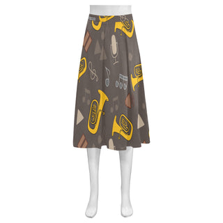 Tuba Pattern Mnemosyne Women's Crepe Skirt (Model D16) - TeeAmazing