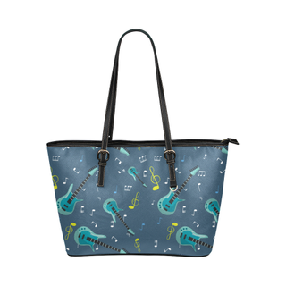 Electric Guitar Pattern Leather Tote Bag/Small - TeeAmazing