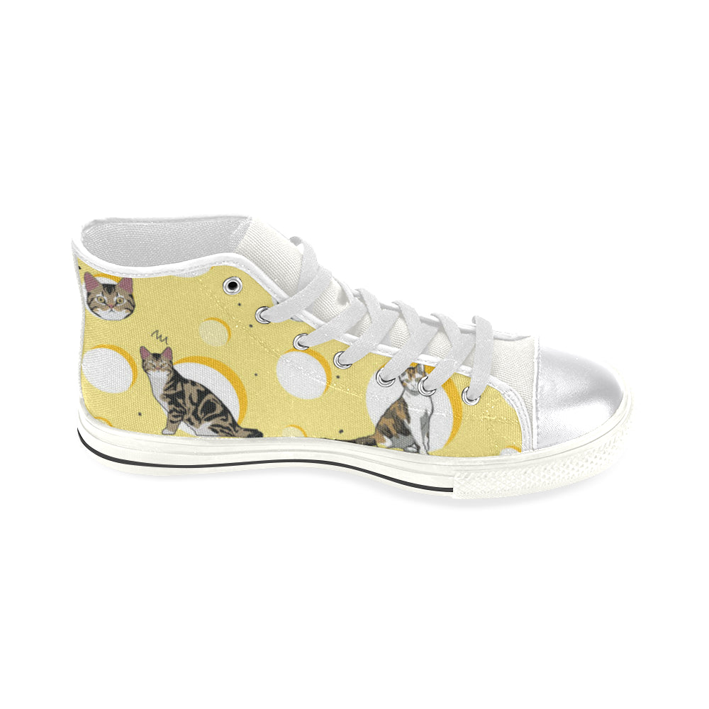 American Wirehair White Women's Classic High Top Canvas Shoes - TeeAmazing