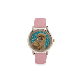 Peekapoo Dog Women's Rose Gold Leather Strap Watch - TeeAmazing
