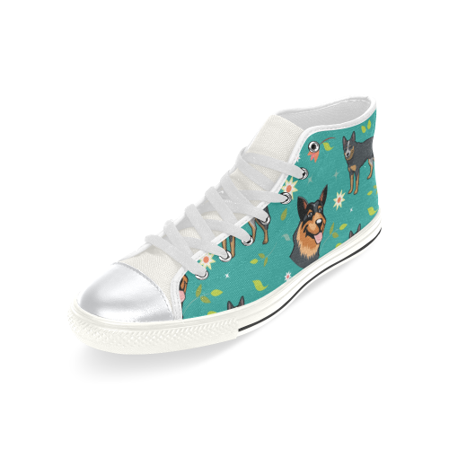Australian Cattle Dog Flower White High Top Canvas Shoes for Kid (Model 017) - TeeAmazing
