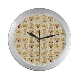 Golden Retriever Pattern Silver Color Wall Clock - TeeAmazing