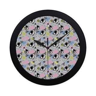 American Staffordshire Terrier Pattern Black Circular Plastic Wall clock - TeeAmazing