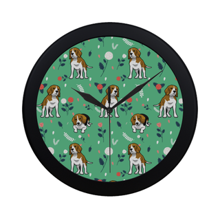 Beagle Flower Black Circular Plastic Wall clock - TeeAmazing