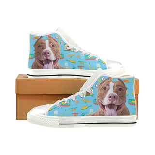 Pit bull White High Top Canvas Women's Shoes/Large Size - TeeAmazing