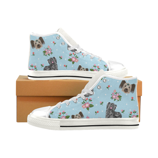Skye Terrier Flower White Men’s Classic High Top Canvas Shoes - TeeAmazing