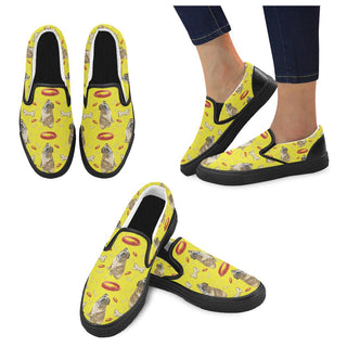 English Bulldog Water Colour Pattern No.2 Black Women's Slip-on Canvas Shoes - TeeAmazing