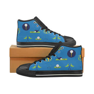 Golf Pattern Black High Top Canvas Shoes for Kid - TeeAmazing